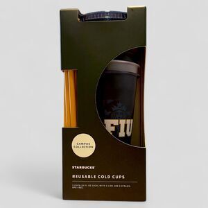 FIU Starbucks Reusable Cold Cups + Straws 5 Pack Campus Collection LIMITED